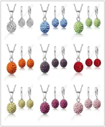 Nya smyckesuppsättningar 925 Sterling Silver Pendant Österrikisk Crystal Pave Disco Ball Spake Back Earring Pendant Necklace Woman8756122