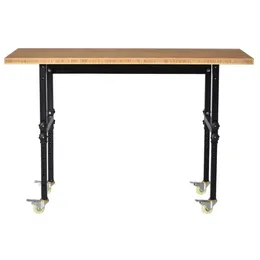 59 "Garage Work Bench mit Rädern, Höhenverstellbare Beine, Bambus -Tischwerkwerkzeug -Werkzeugtabelle