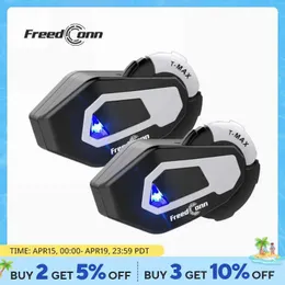 휴대폰 이어폰 FreedConn T Max Helmet Intercom Motorcycle Bluetooth 5.0 헤드 장착 핸드 헬드 커뮤니케이터 방수 FM 라디오 6 라이더 1000m J240508