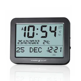 Clocks ALHARAMEEN Table Clock Azan Desk Hour with Qibla Compass Hijri Calendar Prayer Alarm HD Multi Adhan Sound Big Screen