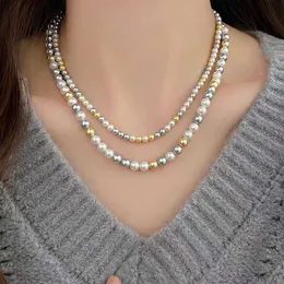Gentle Candy Colorful Austrian Shijia Pearl 925 Silver Necklace Fashionable and niche Design Light Luxury Collar Chain