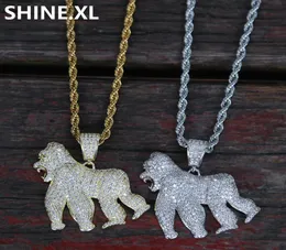 14K Gold Out King Kong Kong Gorilla Wisiant Naszyjnik Charm Zwierzę Naszyjnik dla mężczyzn Kobiet Party Jewelry4201824