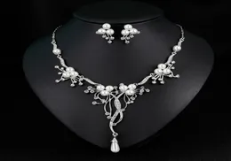 Crystal Waterndrop Pearl Earring Necklace set di gioielli da sposa da sposa da sposa set per ragazze che donne festeggiano gioielli accessori2215087