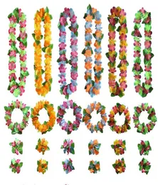 Fiori artificiali hawaiani collane di ghirlanda di leis fiore accessori per abiti fantasia fai da te lavana cravatta bracciale 4pcsset hawaii b9864647