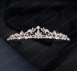 Vintage Rose Gold Color Rhinestone Crown Water Drop Shape Tiara Luxury Handmade Women Headband Bride Hair Accessories8581394