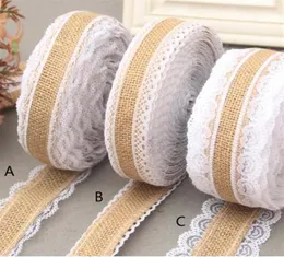 10m lot 2 5cm lace Linen Handmade Christmas Crafts Jute Burlap Band Ribbon Roll white Lace Trim Edge Rustic Wedding Decoration Par5363308