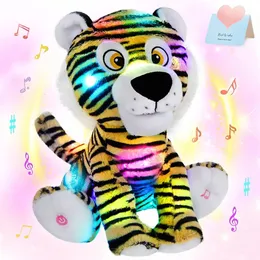 32 cm Led Tiger Doll Toy Golon Cartoon Giallo Stripe Tiger Plushing Piempimento Cuscino Decorazione per il compleanno Animal BirthDrens 240424