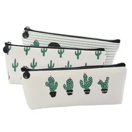 Bag Wholesale Cactus Pencil Purse Case Canvas Portable Pen Money Wallet Stripe Zipper Pouch Pocket Keyring Gift