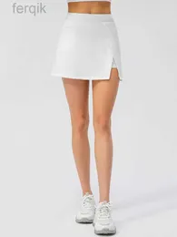 Skirts Skorts Fashion Womens Skirt White Sporty 2 in 1 Gonne femminile Disegno veloce Dry Dry Mini Gonna Abbigliamento da donna all'aperto Badminton D240508