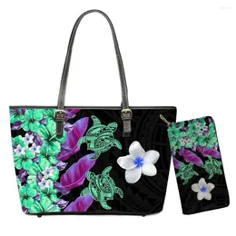 Bag ELVISWORDS Lady Shoulder Bags Purses 2Pcs/Set Tortoise Flower Printing Casual Tote Women Top-Handle Custom Handbags Wallet
