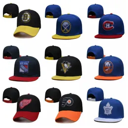 Penguinses Maple Leafs Baseball Caps 6 Panel Strapback Flyers Sharks Bruins Blackhawks Knights Blues Islanders Gorras Bones Män kvinnor Aba Reta Toca Snapback Hatts