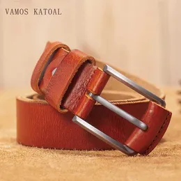 Cintos Vamos Katoal Crown Leather Mens Classic Classic Pin Buckle Fashion Fashion Design Vintage Jeans Vintage Decorativa de alta qualidade New Belt Y240507