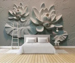 modern wallpaper for living room 3D threedimensional relief lotus wallpapers background wall decoration painting3970992
