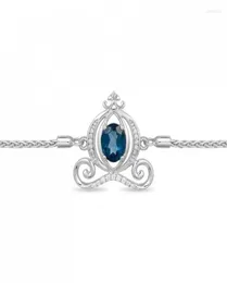 Charm Bracelets HESHI Enchanted Oval Blue Topaz And Diamond Carriage Bolo Bracelet In- 9.5" Melv223983720