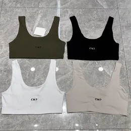 Embroidered Women Cropped Singlets Tank Tops Sleeveless Singlet Tanks Luxury White Black Sporty Tanks Summer Sim Fit Bottoming Vest