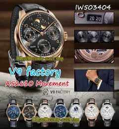 V9F Super Version Perpetual Calendar 503404 Moon Phase Power Reserve A52610 Automatisch schwarzes Zifferblatt Mens Watch CNC Roségold Hülle Spo8945782