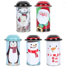 Garrafas de armazenamento 5pcs de carrinho de chá folhas de lata Tin Candy Candy Place de panela de natal Cookie para o Natal