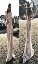 2021 Vintage Lace Boho Beach Dresses Long Sleeve Chaking Backless Country Style Bohemian Wedding Dress Bridals Hippi5570882