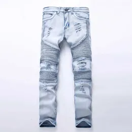 Jeans maschile 2022 jeans da uomo New Fashion Male Biker Casual Jeans Slip Straight Jeans Sliose Wile Long Pants Denim pantaloni di grande dimensione 42 T240507