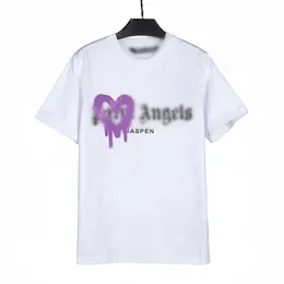 Palm Pa 24SS Summer Letter Printing Love Love Paint Logo T Shirt Boyfriend Gift فضفاض الهيب هوب كبير للجنسين.