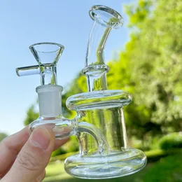 5inch Clear MINI Glass Bong Dab Rig Recycler Shisha Smoking Water Pipe Hookah Beaker Bubbler with 14mm Male Tobacco Bowl