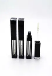 Rótulo privado personalizado 4ml Black Square Lip Gloss Tube Contêiner vazio Lipstick Tubes Lipgloss