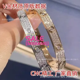 Projektant Cartres Bangle V Gold High Edition Wąska bransoletka z pełnym nieba dla kobiet splatana z 18 -karatową różą CNC Precision Dwie rzędy Diamond E8H0