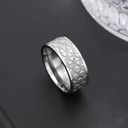 Wedding Rings Skyrim Flower of Life Ring for Men Women Stainless Steel Couple Rings Amulet Sacred Geometry Jewelry Anniversary Christmas Gift