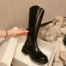 Buty boczne moda mody okrągłe buty palców 5 cm Med Chunky Obcas