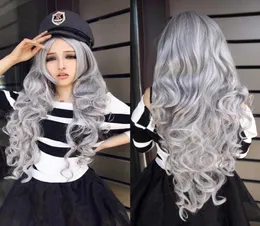 Woodfestival Gray شعر مستعار مع BANGS CURLY CURLY CUNTHETIC BANCLE