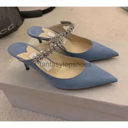 JC Jimmynessity Choo 65mm 2021s Schuhe Luxus Lady Bing Sandale Designer Blau Wildleder Lederpumpen mit Kristallgurt J-M Ferse Slipper 35-43 PFO6