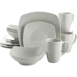 Buffet de porcelana Chip e Scratch resistentes ao conjunto de utensílios para 4 16pcs Placas de pratos 240508
