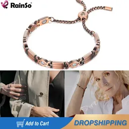 Pulseira de cobre de moda de chuva para mulheres com magras magnéticas Viking Saúde Saúde Sono Sleep Aid Chain Link 4in1 Jóias de energia 240423