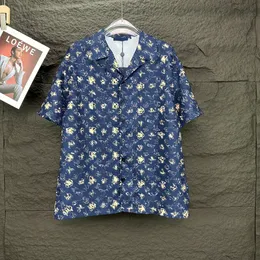 Yeni Moda Lüks Mektup Baskı Gömlek Erkekler Tasarımcı İpek Günlük Gömlek Kadın Yaz Kısa Kollu Gevşek Elbise Gömlek Top S-XL