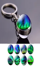 Northern Lights Tree Keychain Pendants Aurora Bild Glas Boll Key Chain Northerns Light Auroras Jewelry for Men Women Lovers GI8001216