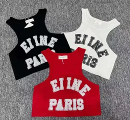 Womens Tanks Correct Letter Women 3 Color Sleeveless Letter Pattern Sequin Oneck Crop Tops Fashion Casual Summer Vest 543
