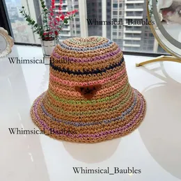 PRD HAT RAINBOW COLORED DESIGNER BUCKET PRADDAS HATファッショナブルニットストロー織り覆われた三角形の手紙漁師パダ帽子通気性サンシャディン2369