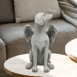 Esculturas Memorial estátua, Angel Dog Remembrance Keepsake Sculpture Grave Marker Resin Fatuine para homenagear um animal de estimação querido
