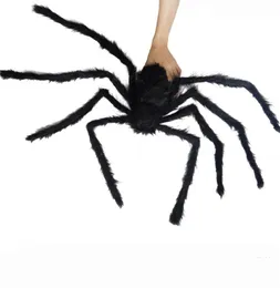 150 cm59インチブラックラージクモのぬいぐるみ子供のおもちゃハロウィーン怖い小道具の好意供給バーKTVハロウィーン装飾5585168