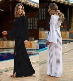 Women039s Beach Bikini täcker Sarongs Long Kaftan Dress Summer Boho Maxi Dress Badkläder Mesh Seethrough Sundress Swimming1628717