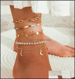 Anklets Modyle Bohemia Gold Color Moon Kryształowa Bransoletka Kryształowa prosta dla kobiet mody imprezowa biżuteria Prezenty upuszczenie dostawy 2021 M14TV1603280