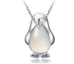 Women Pendant Necklace Penguin Animal Necklaces Sliver Plated Charms Opal Necklace Vintage Jewelry For Girl Women Gift8510273