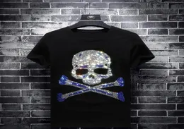 Men's T-Shirts Glittering Rhines Skulls T Shirts Mens Fashion Clothing Streetwear Short Sleeve O Neck Modal Cotton Calaveras CamisetaMe2942248