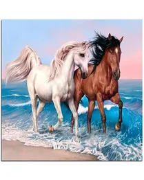 DIY 5D Full diamantmålning Cross Stitch Seaside Horse Diamond Embrodery Nålarbet Mönster Rhinestone Kits7232147