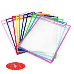 Torba 20pcs/12pcs/10pcs Yeniden Kullanılabilir Kuru Silinebilir Cepler Şeffaf Yazma ve Silin