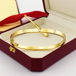 4 mm cienki szósty tytan stalowy projektant Bangle Women Men Men Classic Love Silver Rose Gold Śrutkodnik Brzesły Banles Slim Bransoletę Para Biżuteria z oryginalną torbą