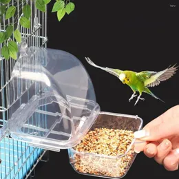 Andere Vogelversorgungen Käfig-Feeder transparent haltbarer Plastik-Papageien-Fütterungsschachtel großer Kapazität Futter Trog Spritzsicherer Haustierbehälter