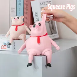 Esculturas Funny Squeeze Pigs Antistress Toy Toy Cute Squeeze Animais Piggy Doll Stress Relester Decompressão Cartoon Toys de Natal