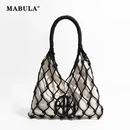 MABULA Canvas Fashion Woman Tote Handbag Nylon Knoted Unique Stylish Vacation Bag For Woman Lightweight Female Hobo Bags 240430