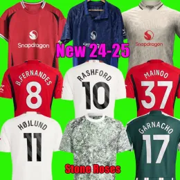Rashford Mount Mainoo 23 24 25サッカージャージB. Fernandes Garnacho Hojlund 2024 2025 Casemiro Amrabat Stone Roses Football Kit Shird Men Kids Sets Socks Uniform